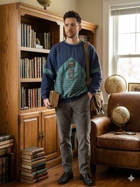 Vintage 90’s gitano river mountain crewneck sweatshirt jumper green/blue S